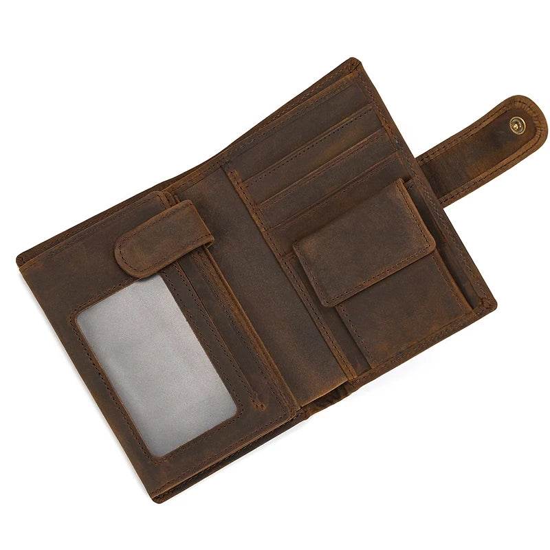 Vintage Leather Short Wallet for Men with Clip Bifold Coin Purse Pocket - VacationGrabs