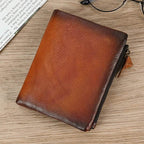 Vintage Leather Short Wallet with Coin Purse for Men RFID - VacationGrabs