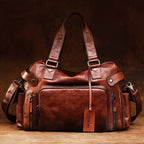 Genuine Leather Duffel Bag – Unisex Travel & Weekender Bag with Laptop Compartment