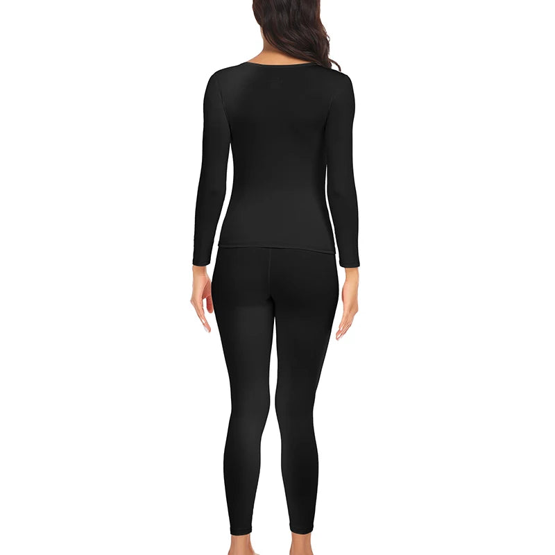 Women's Fleece Lined Thermal Underwear Set, 2-Piece Base Layer