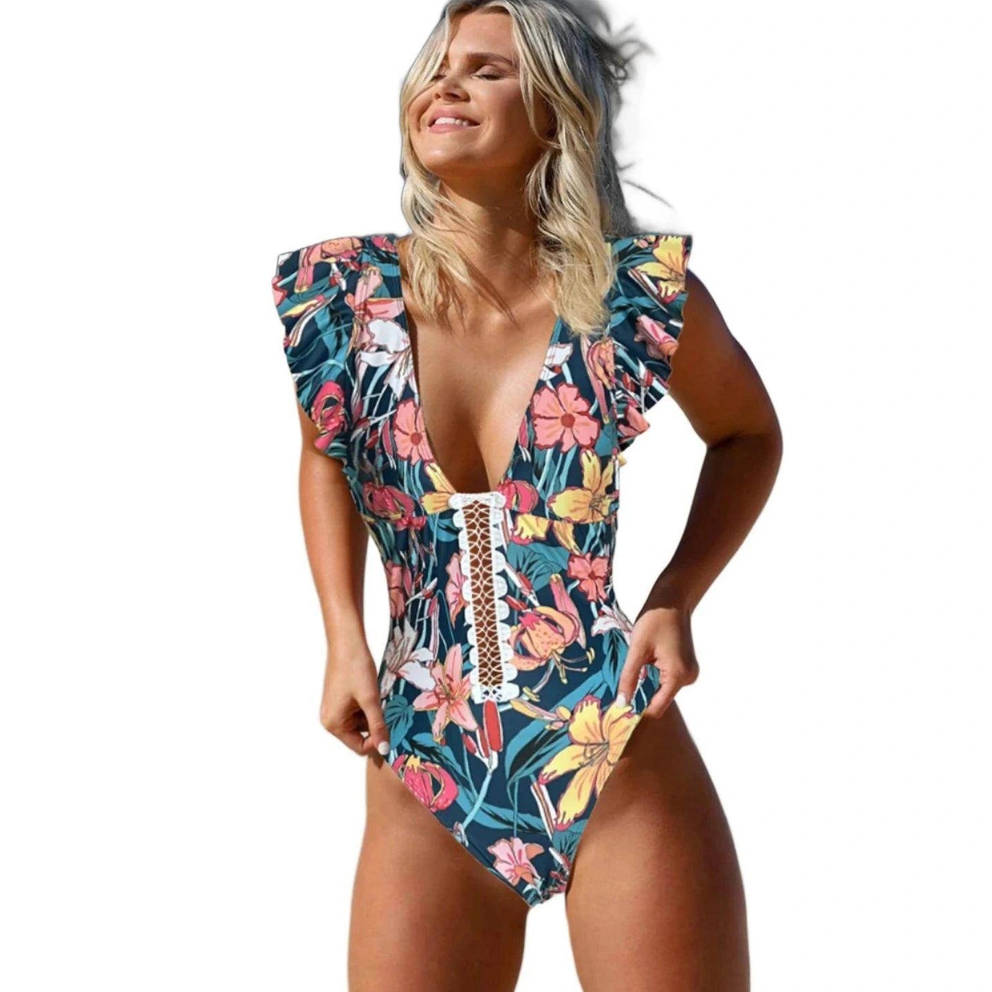 Push Up Floral Print Swimwear - VacationGrabs