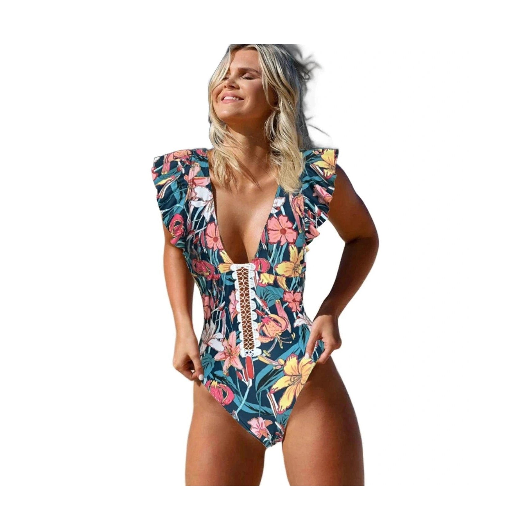 Push Up Floral Print Swimwear - VacationGrabs