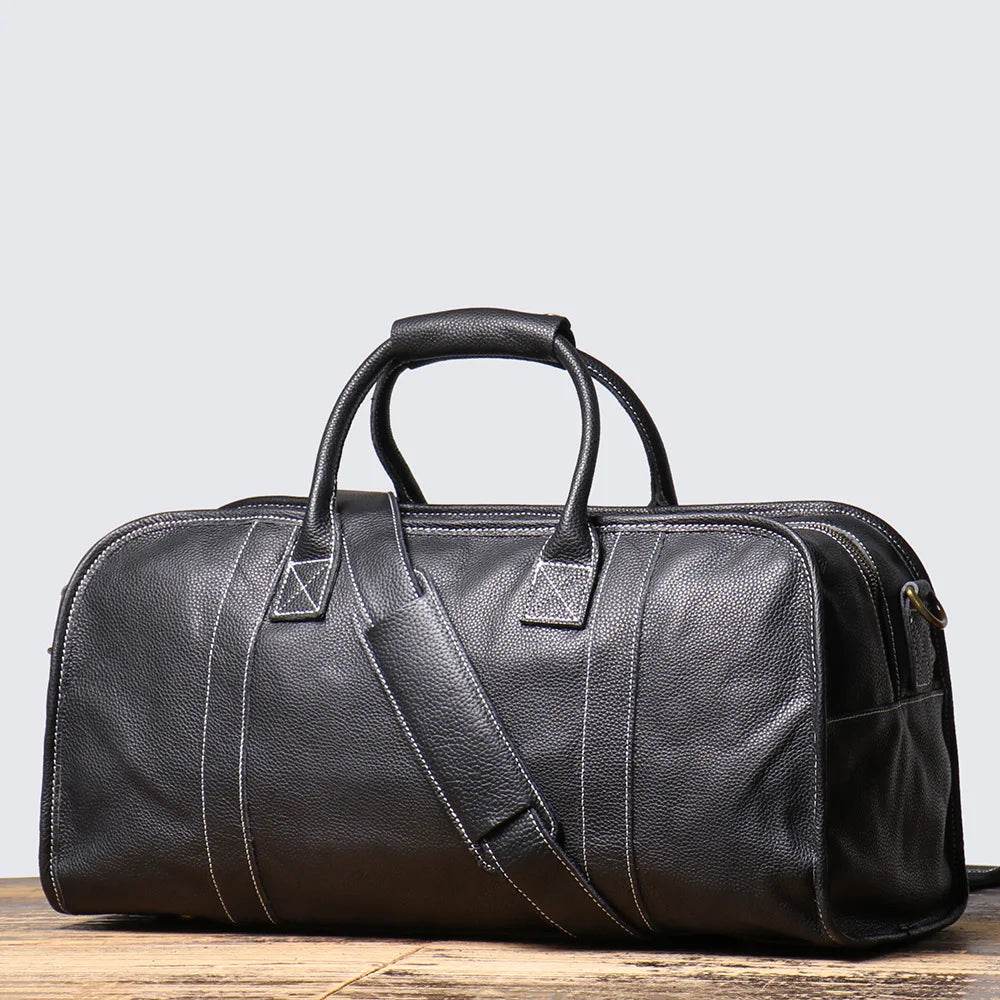 Men's Luxury Leather Travel Bag – Soft Cowhide Duffel Weekend - VacationGrabs
