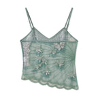 VacationGrabs Sexy Sequin Slim Fit Irregular Strap Tank Crop Tops Versatile Sexy Hot Girl Summer Mesh See Through Sleeveless Tee Shirt