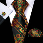 Gold & Beige Silk Tie Set for Men - VacationGrabs