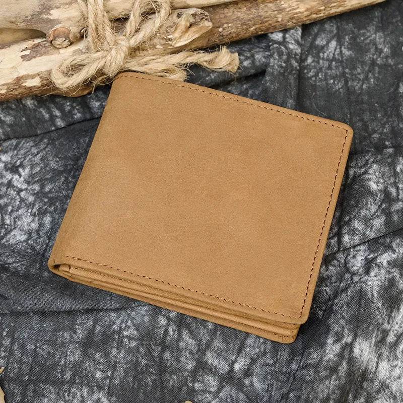 Vintage Men’s Leather Short Wallet Slim Bifold Coin Purse - VacationGrabs