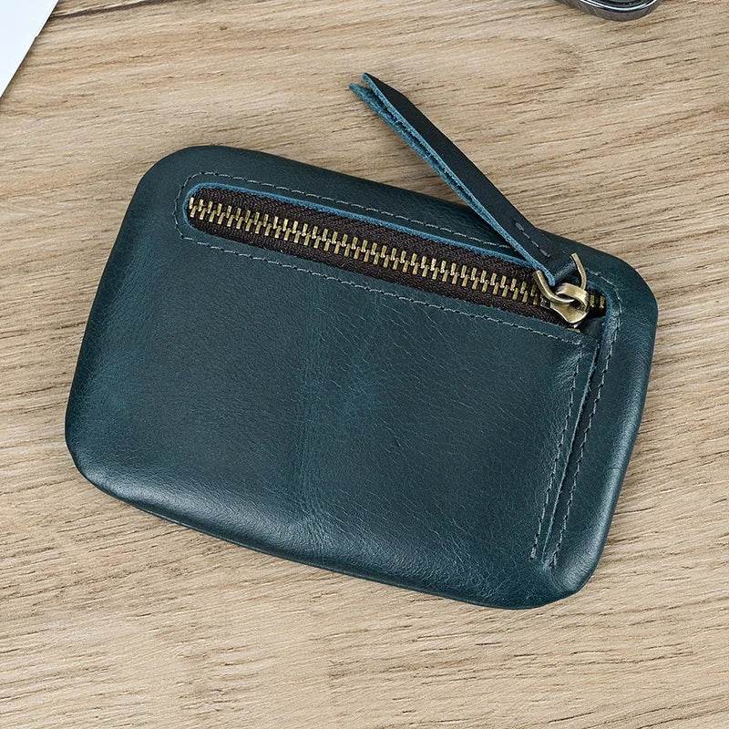 Mini Coin Purse Genuine Leather Real Cowhide Small Wallet with Key Ring - VacationGrabs