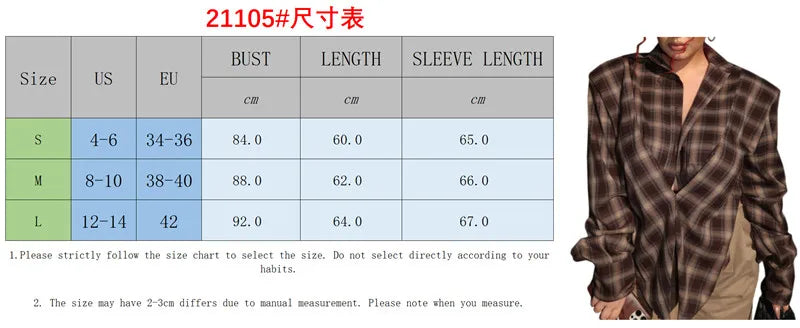 VacationGrabs Women Sexy Blouses Vintage Contrast Plaid V-Neck Slim Shirt Top Fashion Y2k Party Look New High Waisted Female Shirt Top