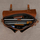 Cowhide Leather Briefcase – A4 Document & Laptop Shoulder Bag - VacationGrabs