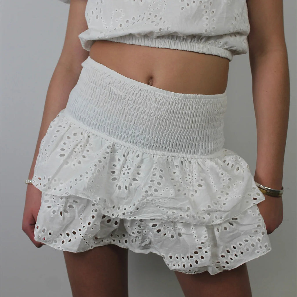 VacationGrabs Women Y2K Ruffle Layered Mini Skirts Smocked A Line Pleated Short Skirt Boho Beach Mini Skirt Cute Skirts for Teen Girls