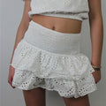 VacationGrabs Women Y2K Ruffle Layered Mini Skirts Smocked A Line Pleated Short Skirt Boho Beach Mini Skirt Cute Skirts for Teen Girls