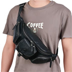 Big Size Leather Chest Bag Waist Pouch Real Cowhide Crossbody - VacationGrabs