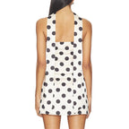 Women's Polka Dot Satin Tube Top Mini Dress Fashion Strapless Backless Bodycon Dress with Matching Neck Scarf Party Clubwear