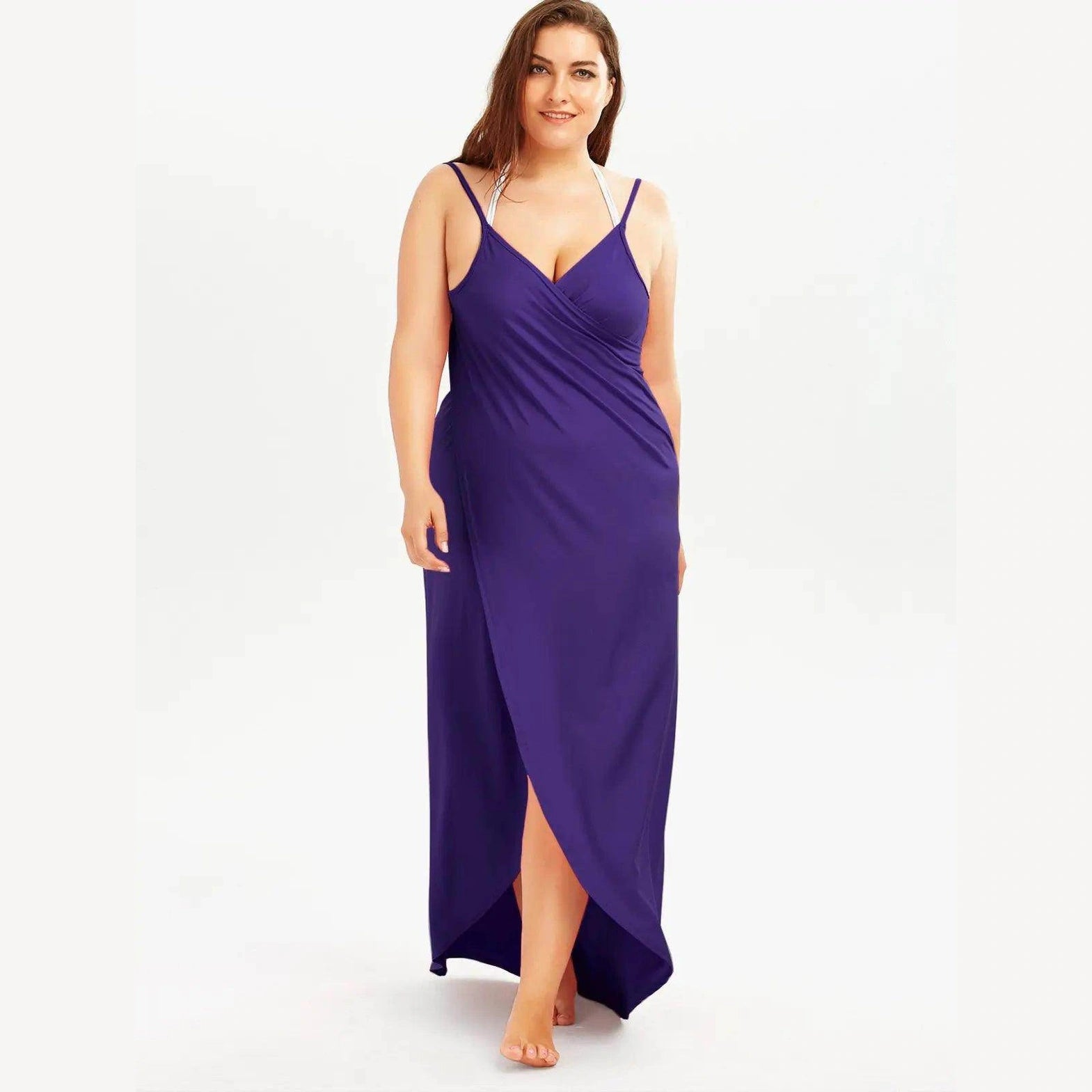 Plus Swimwear Cover-Up Summer Beach Pool Dress - VacationGrabs