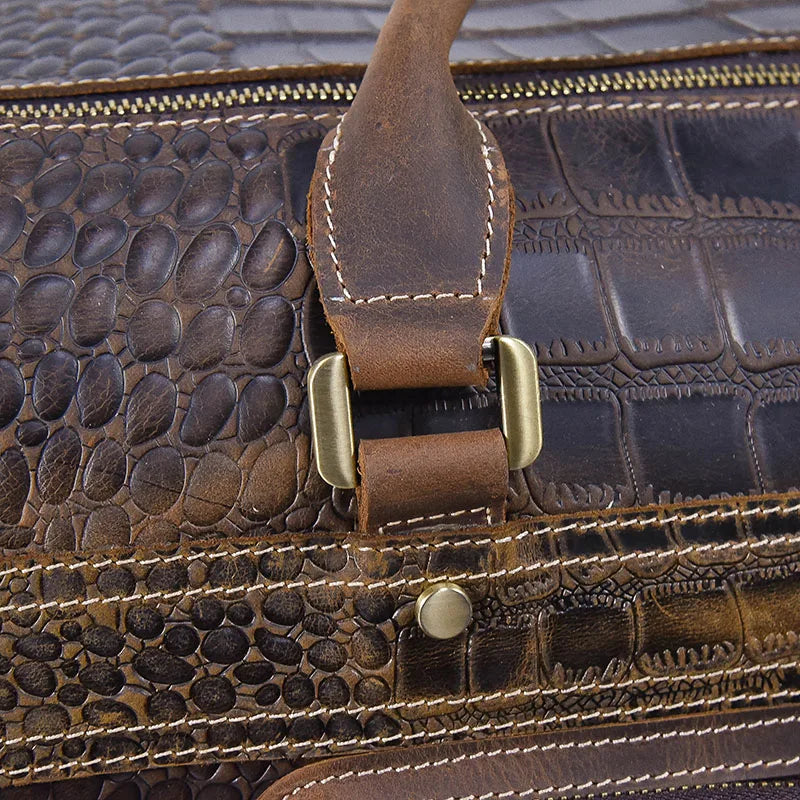 Rolling Genuine leather hand luggage travel bag with wheels