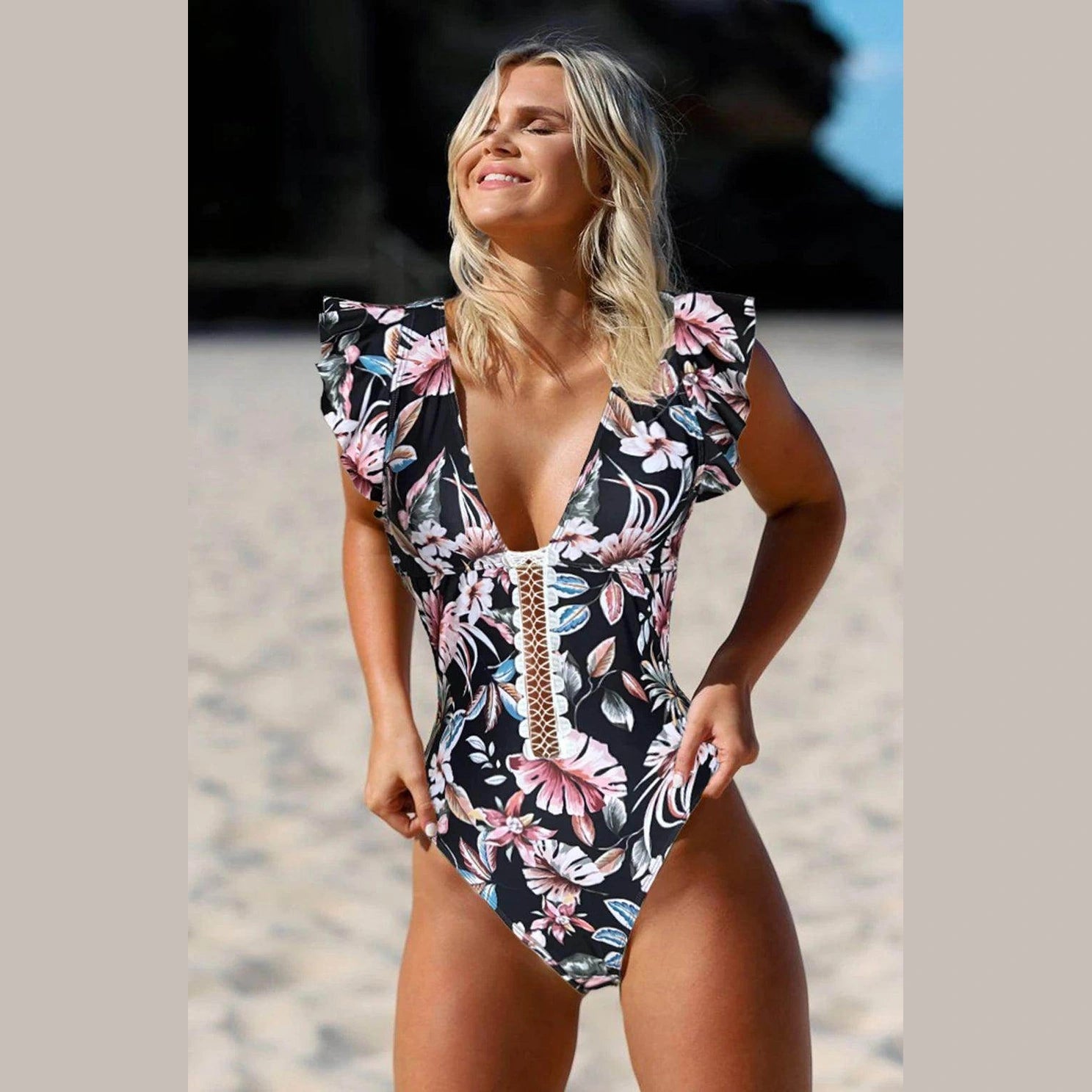 Push Up Floral Print Swimwear - VacationGrabs