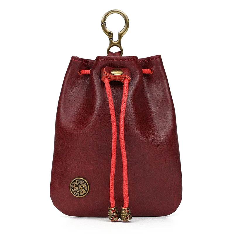 Creative Handmade Leather Coin Purse Retro Style with Silver Bag Design - VacationGrabs