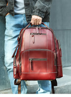Sac à dos de voyage en cuir véritable pour homme avec compartiment ordinateur - Sac de créateur
