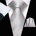 Silver striped tie with matching pocket square, learn how fold a pocket square