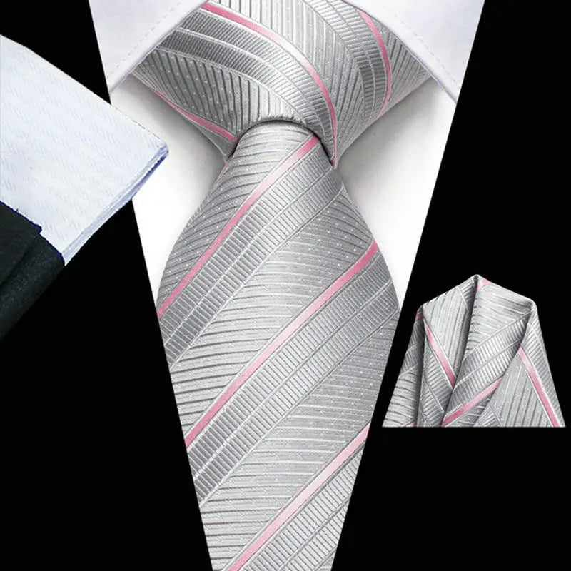 Silver striped tie with matching pocket square, learn how fold a pocket square