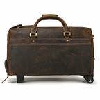 Rolling Genuine leather hand luggage travel bag with wheels