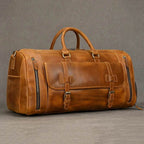 Vintage Fashion Leather Men’s Travel Duffel Bag Luggage - VacationGrabs