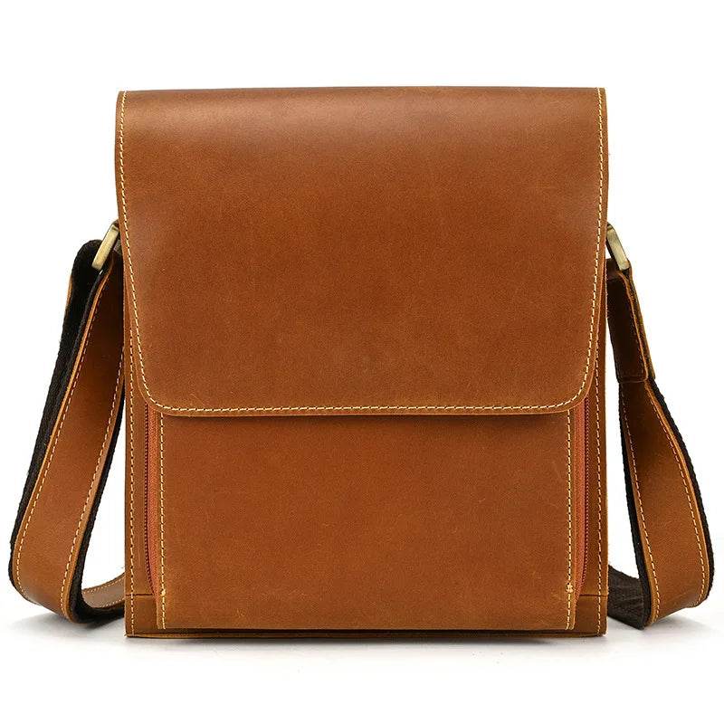 Genuine Leather Men’s Shoulder Bag Casual Crossbody Messenger Bag - VacationGrabs