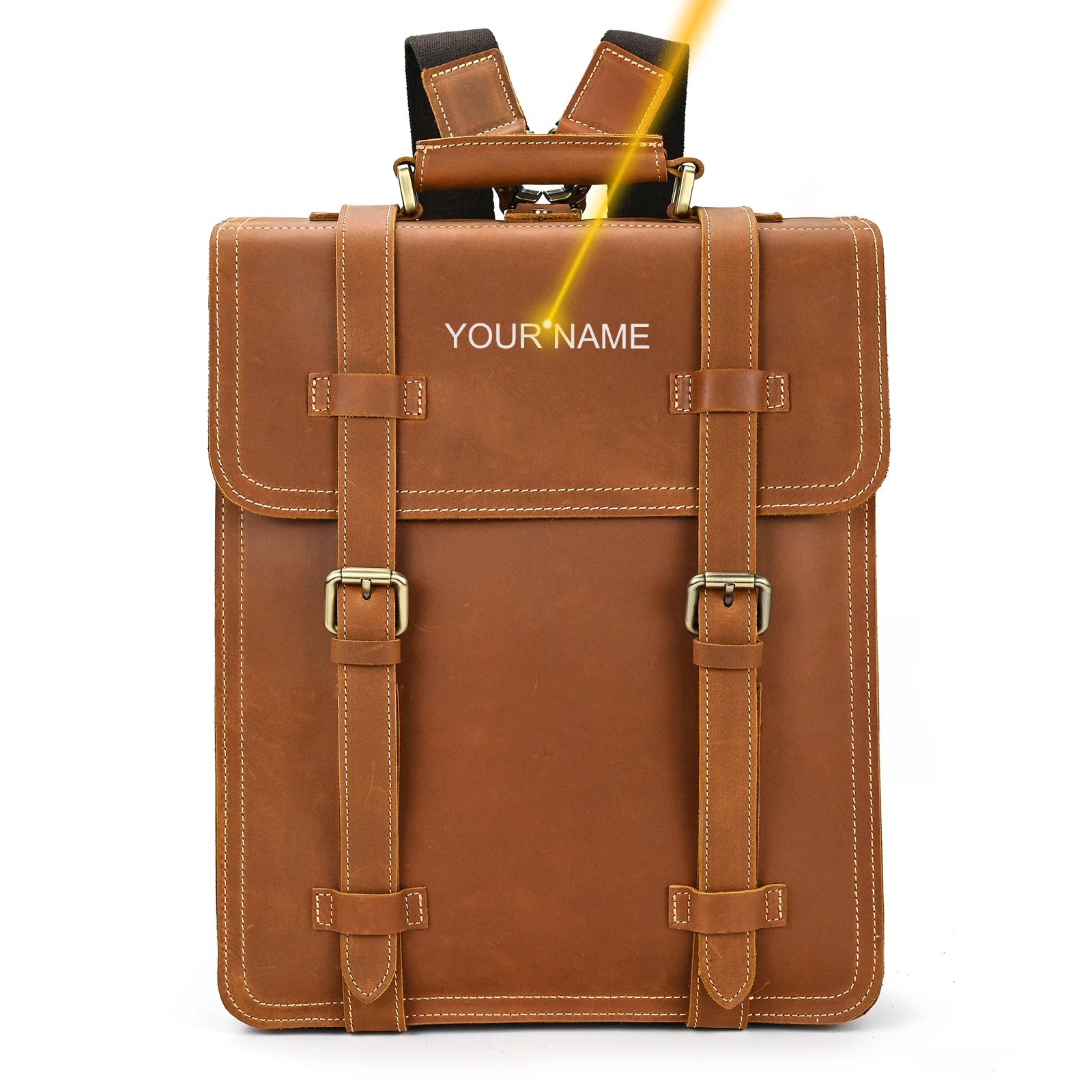 Crazy Horse Leather Backpack for Men 15.6" Laptop Travel Bag