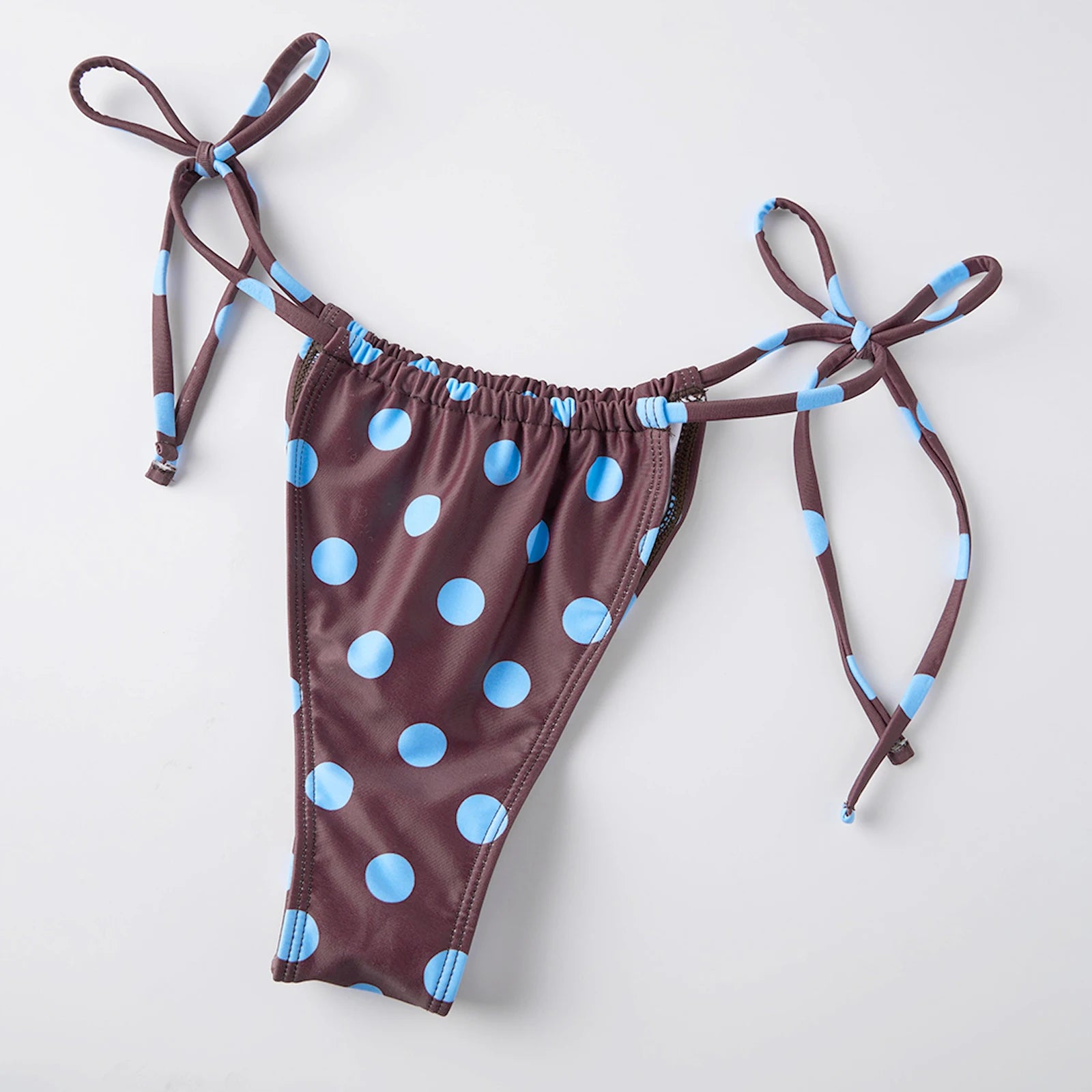 VacationGrabs 3Pcs Polka Dot Bikini Set Women Triangle Halter Tie Bikini Swimsuit + Long Sleeve Sheer Mesh Cover Up Dress Bathing Suit