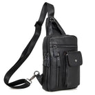 Leather Chest Sling Bag Waterproof Casual Real Leather Men Bag - VacationGrabs