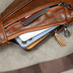 Casual Men’s Leather Chest Bag Sling Crossbody Shoulder Bag - VacationGrabs