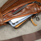 Men's Genuine Leather Sling Bag – Casual Crossbody Chest Pack