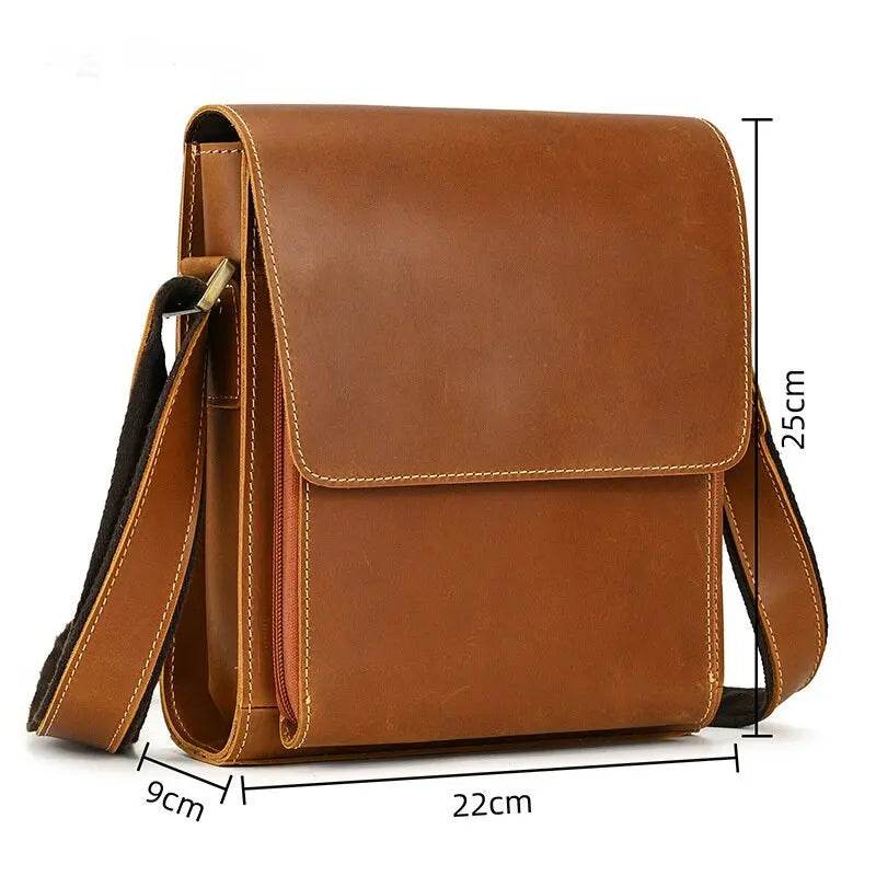 Vintage Crazy Horse Leather Men's Briefcase Laptop Messenger Bag - VacationGrabs