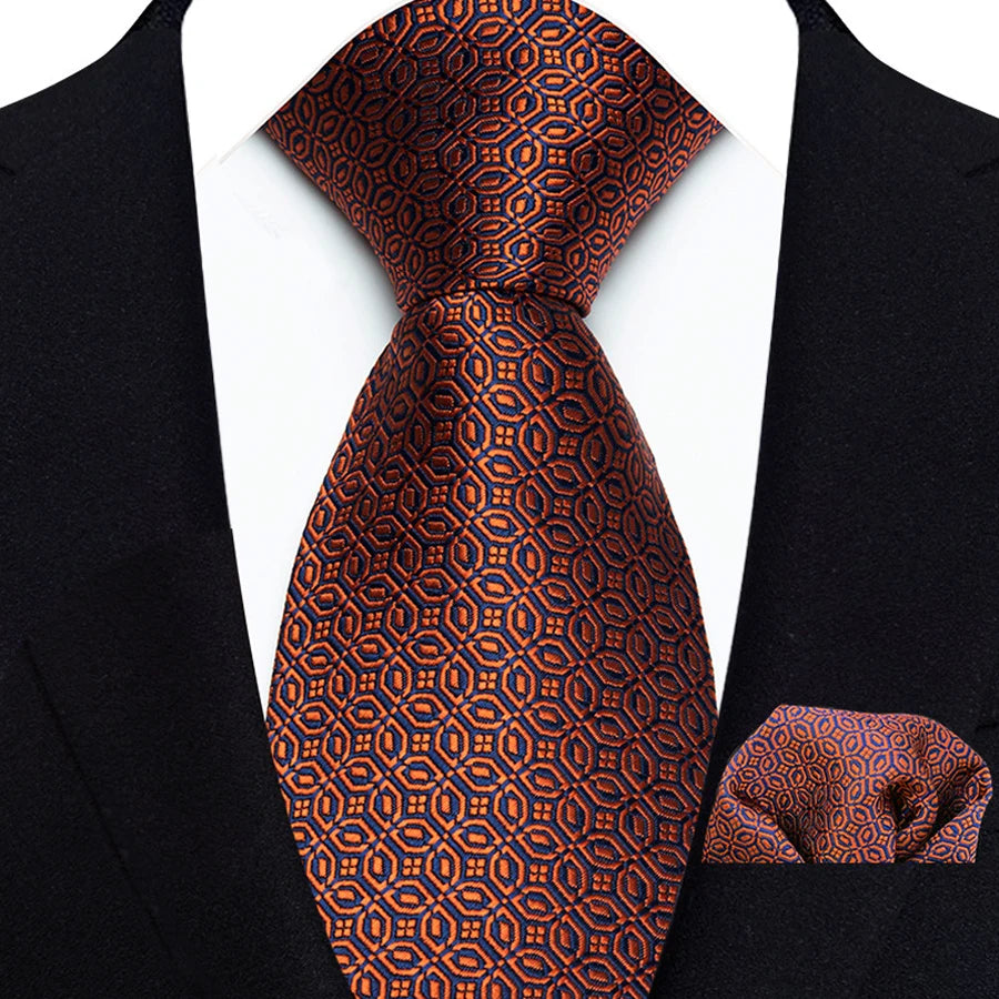 Men Tie Hankerchief Set Plaid & Checks 8CM Necktie Pocket Square Cravat for Male Wedding Party Business Gift Accessories
