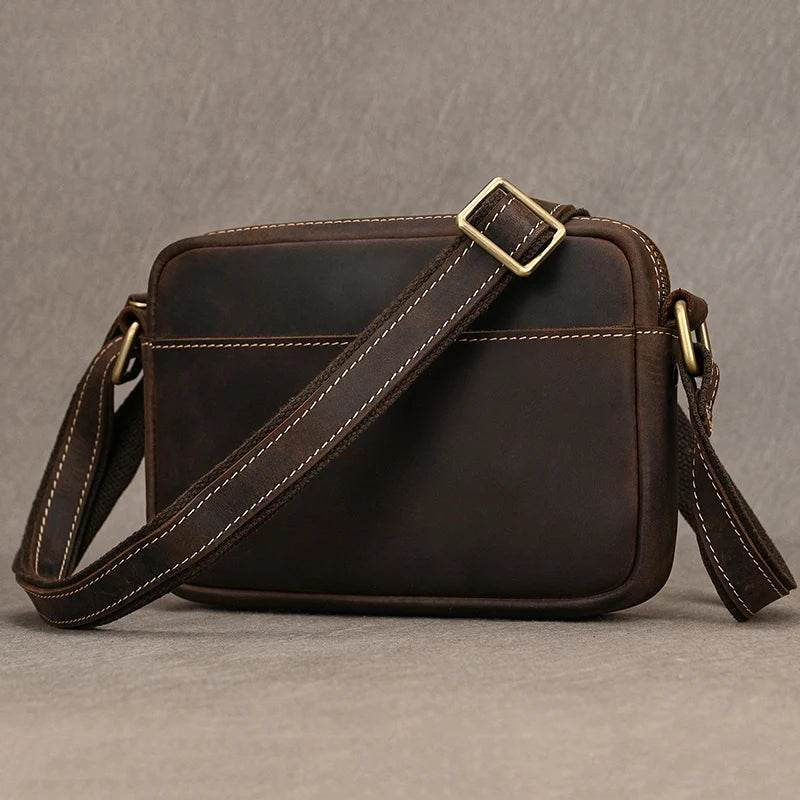 Small Men's Leather Retro Clutch Bag Casual Crossbody Fashion Bag - VacationGrabs
