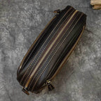 Genuine Leather Clutch Bag for Men Crazy Horse Leather Day Clutch with Wrist Strap - VacationGrabs