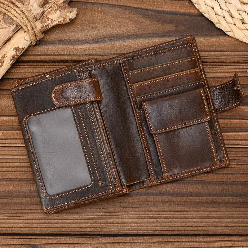 Retro Anti-Theft Men’s Leather Wallet Clip Purse with Card Holder - VacationGrabs