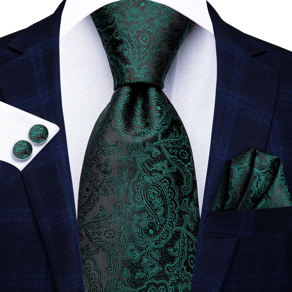 Dark Green Three Piece Ties - Patterned and Textured Designs