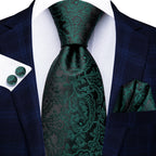 Dark Green Three Piece Ties - Patterned and Textured Designs