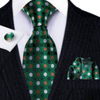 Green Silk Tie Set for Men: Multiple Shades Available - VacationGrabs