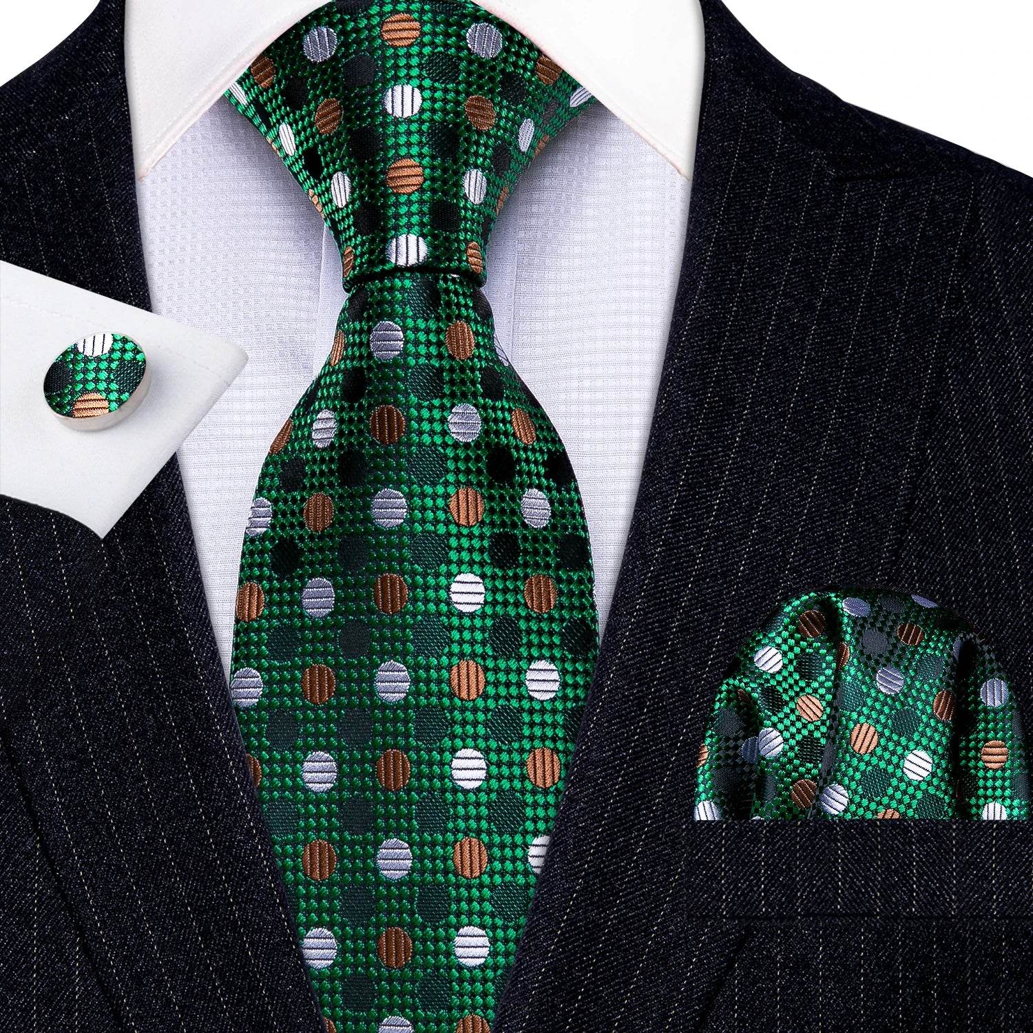 Green Silk Tie Set for Men: Multiple Shades Available - VacationGrabs