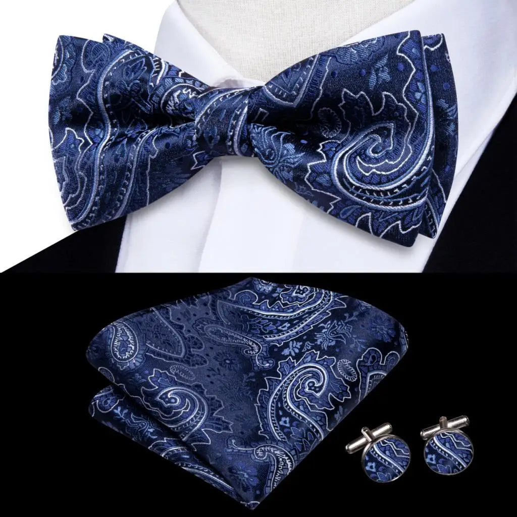 Premium Bow Tie Silk Set with Pocket Square & Cufflinks