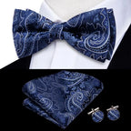Premium Bow Tie Silk Set with Pocket Square & Cufflinks