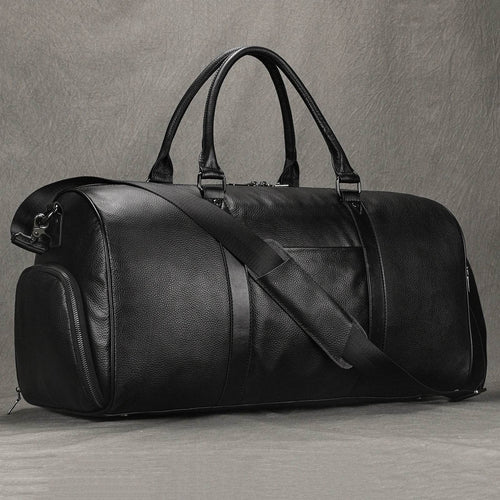 Large Capacity Men’s Genuine Leather Duffel for Travel and Fitness - VacationGrabs