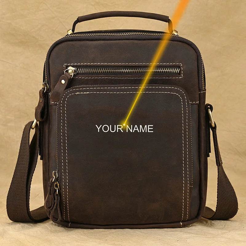 High-Quality Genuine Leather Men’s Crossbody Bag Vintage Sling Bag - VacationGrabs