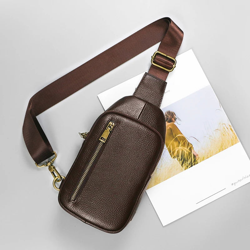 Genuine Leather Small Sling Bag Backpack for Men Travel Outdoor Hunting Hiking Camping
