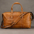 100% Genuine Crazy Horse Leather Travel Duffel Bag Rivet Design - VacationGrabs