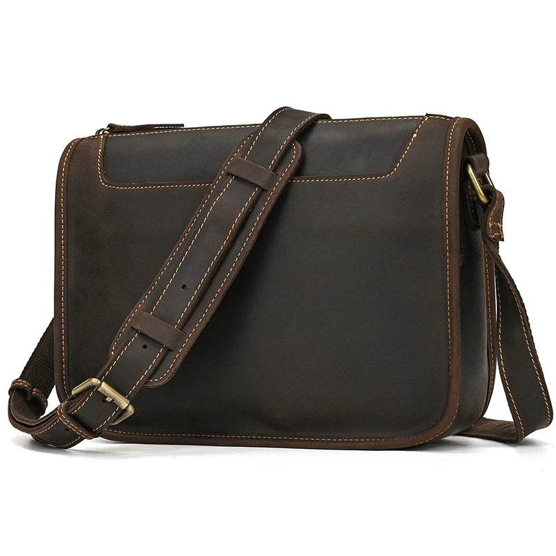 Retro Crazy Horse Leather Crossbody Shoulder Bag Men - VacationGrabs