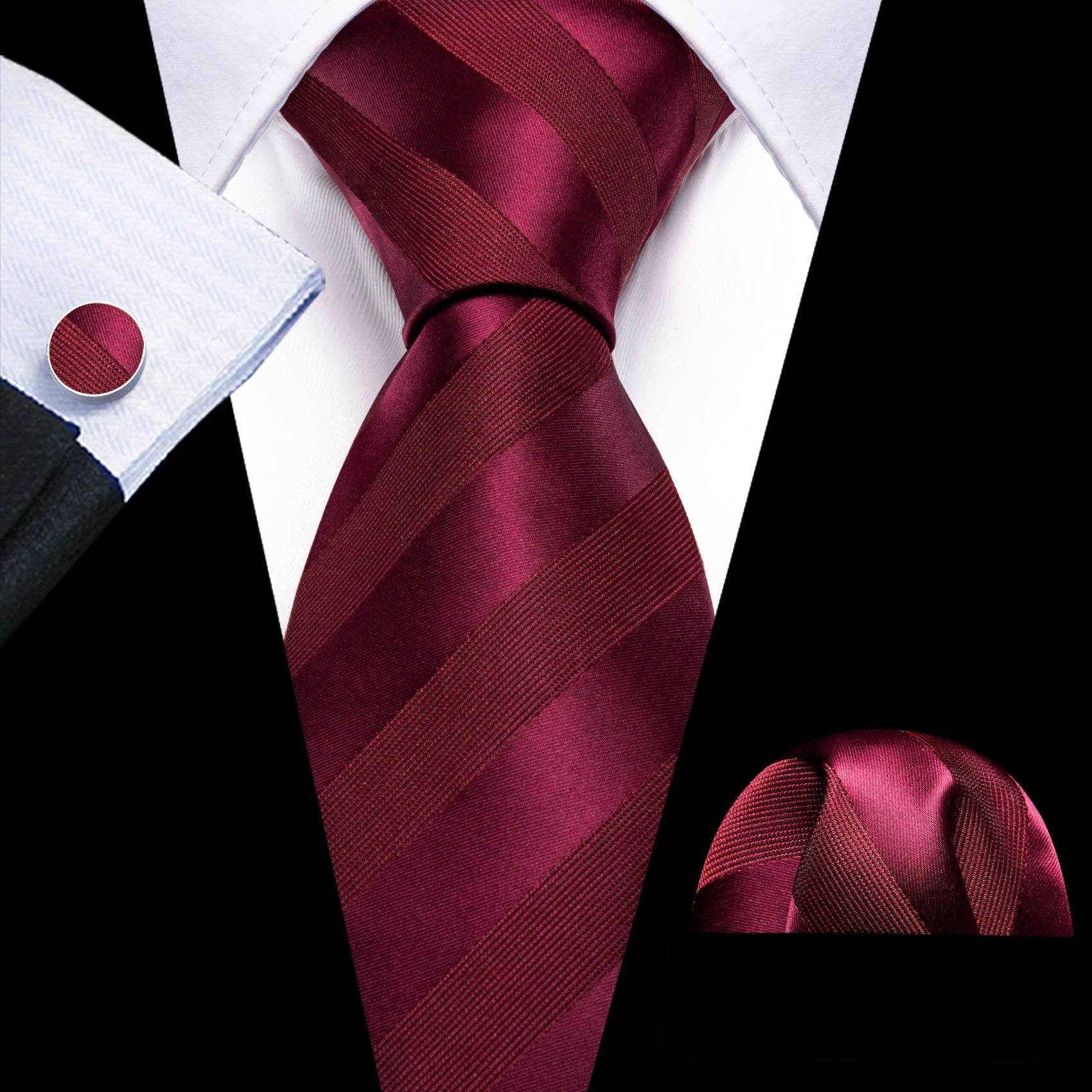 Red Plaid Silk Tie Set for Men - VacationGrabs