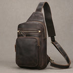 Retro Crazy Horse Leather Sling Bag for Men – Cowhide Chest Pack